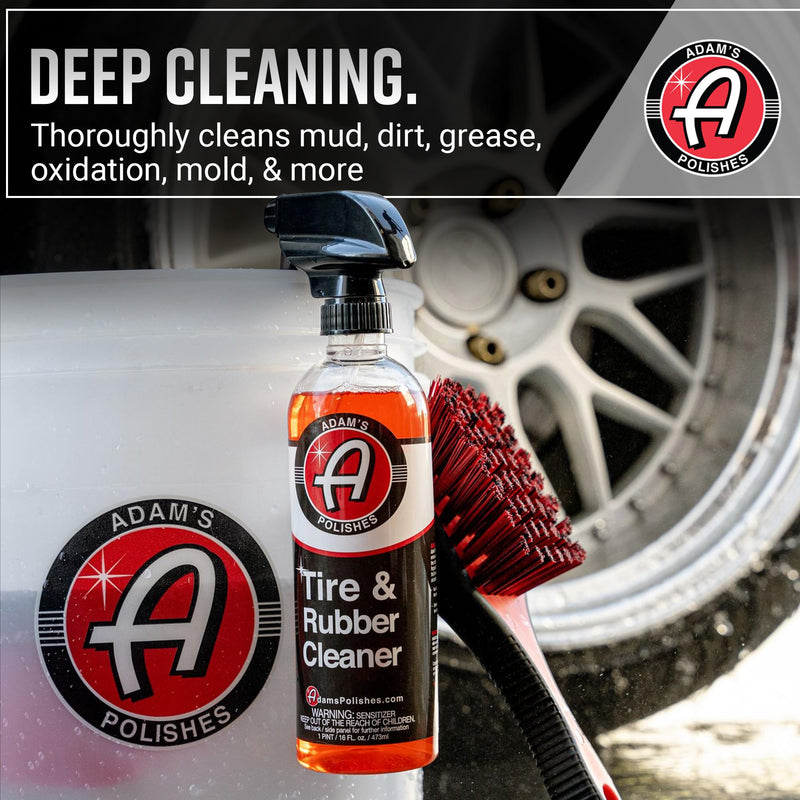 Adam's Tire & Rubber Cleaner (16 oz) - Removes Discoloration From Tires Quickly - Works Great on Tires, Rubber & Plastic Trim, and Rubber Floor Mats 16 Fl Oz (Pack of 1)