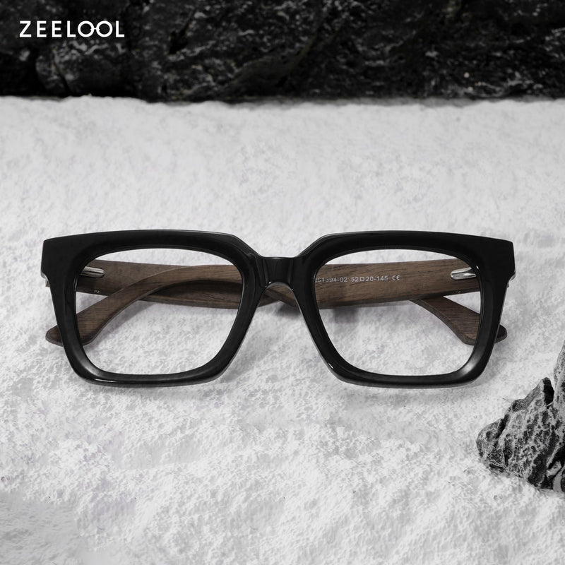 Zeelool Square Blue Light Glasses for Men Non Prescription Eyeglasses Frames Fashion Eyewear Glasses with Spring Hinges Black Clear Lens