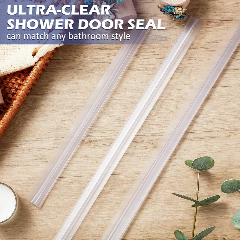 Frienda 4 Pcs Shower Door Bottom Seal 1/4" x 36'' Clear PVC Glass Door Sweep Shower Frameless Seal Strip for Replacement Stopping Leaks and Creating Water Barrier 1/4 Inch
