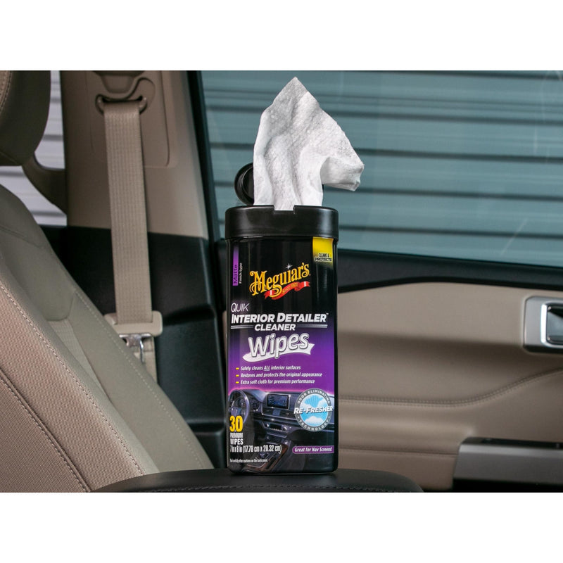 Meguiar's Quik Interior Detailer Wipes - This Non-Greasy Formula Cleans and Protects All Interior Surfaces - Easy Cleaning and Interior Detailer, All Surface Car Wipes with UV Protection, 25 Wipes