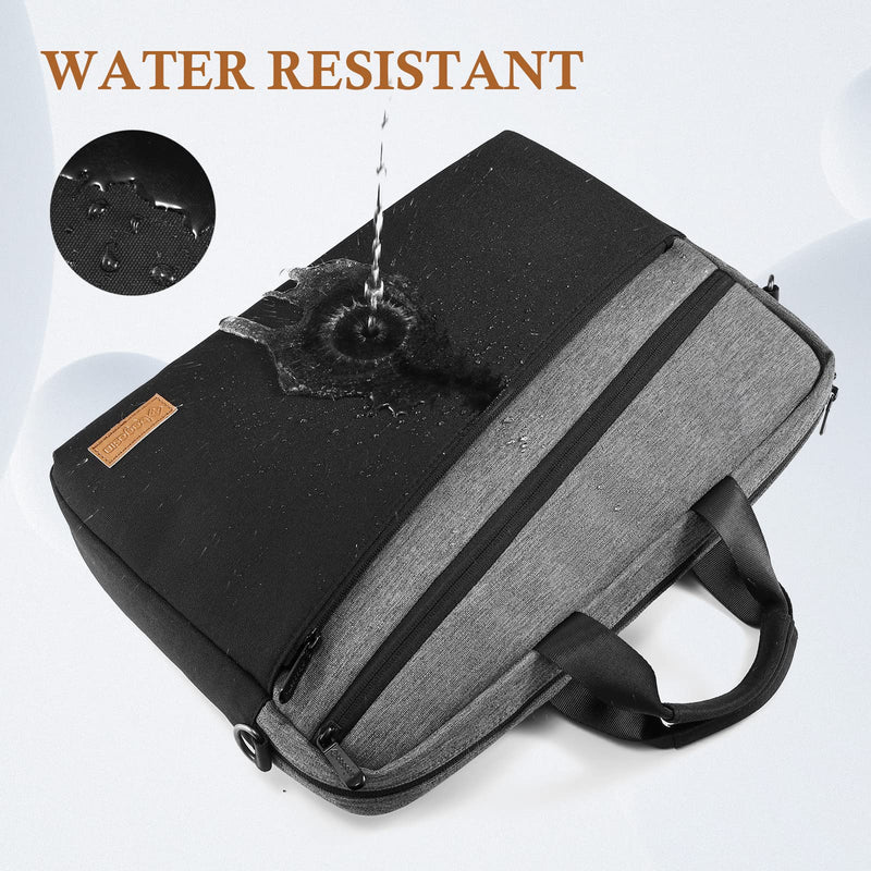 15 15.6 16 inch Laptop Computer PC Shoulder Bag Carrying Case, Water-Repellent Fabric Briefcase, Lightweight Toploader, Business Casual or School 15-16 inch Grey