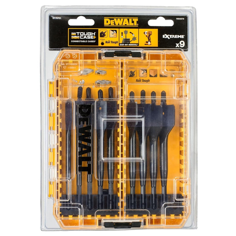 DEWALT Extreme Flat Wood Drill Bit 9 Piece Set, Impact Rated, DT70751-QZ