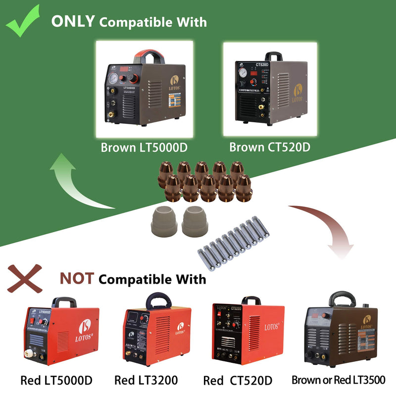 LOTOS LCS Plasma Cutter Consumables Sets for Brown Color LT5000D and Brown Color CT520D (33 Pieces) 33 Pieces