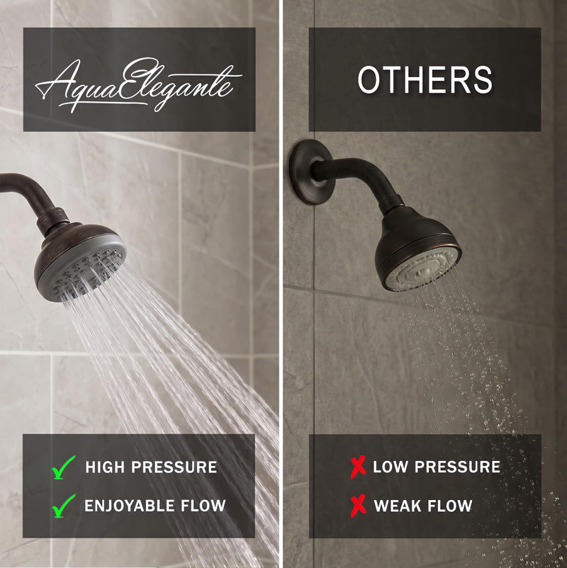 Aqua Elegante Pressure Boosting Shower Head - 3 Inch Wall Mount Water Saving Showerhead Best For Low Flow Showers With Anti-Clog Nozzles & Adjustable Brass Fitting - 2.5 GPM - Oil-Rubbed Bronze Oil Rubbed Bronze