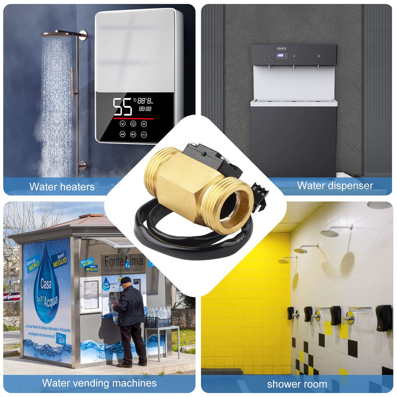SWAWIS 2 pieces G3/4 water flow sensor, flow sensor water 3/4'' flow meter, water flow Hall sensor flow switch water flow switch, 1-30L/min