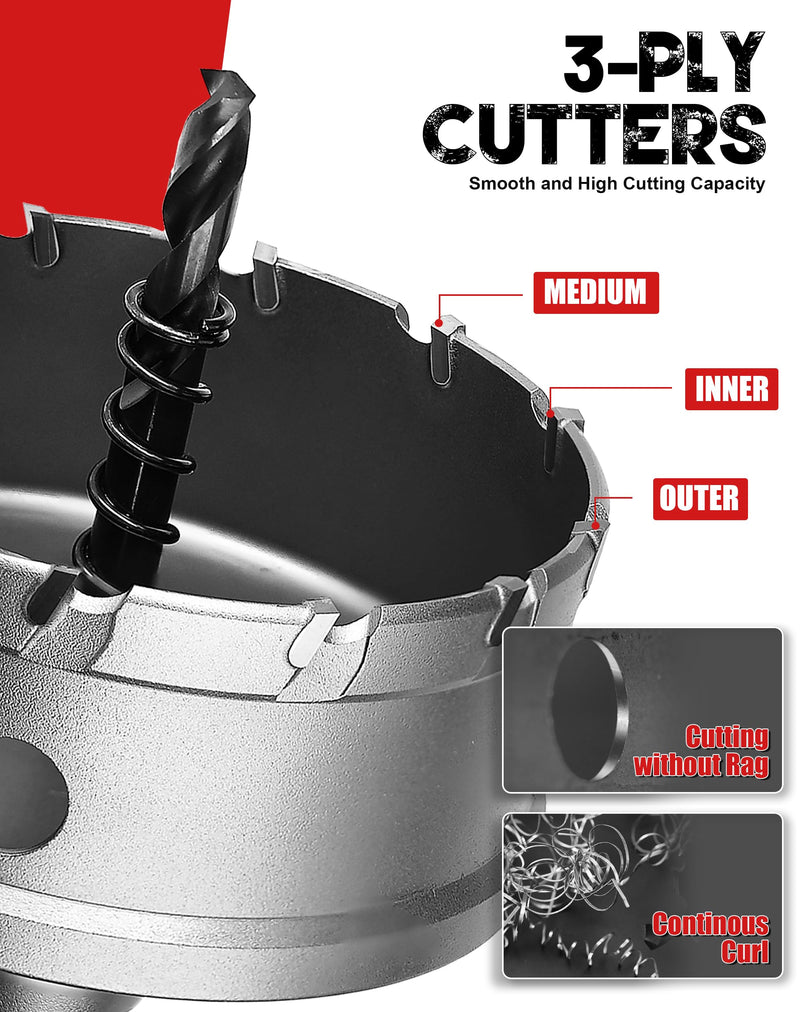 EZARC Carbide Hole Cutter for Thick Metal, Deep Cut Hole Saw for Stainless Steel, Metal Pipes and Hard Material, CHS-25M 2-1/2'' 64mm 2-1/2'' | 64mm Single Pack