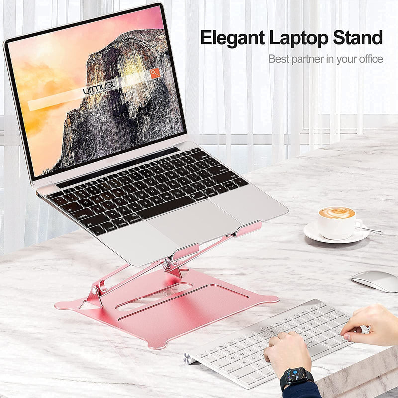 Urmust Adjustable Laptop Stand Rose Gold + Detachable Laptop Riser Rose Gold