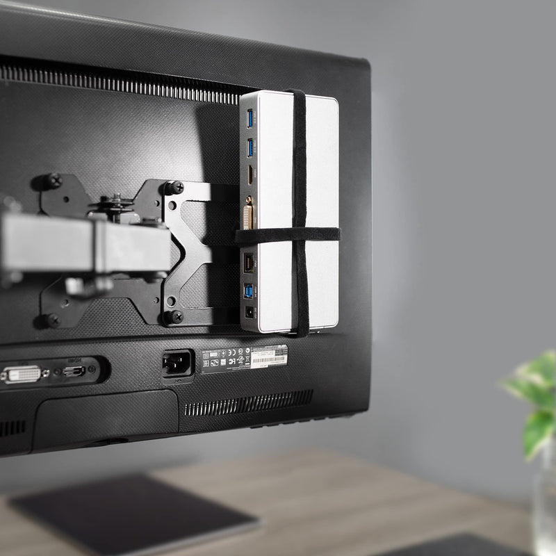 VIVO Universal Docking Station Mount for Workstation, Behind Monitor VESA Mounting, Under Desk Installation, Heavy Duty C-clamp Options, Fits Docking Stations up to 10 inches Wide, MOUNT-DS01