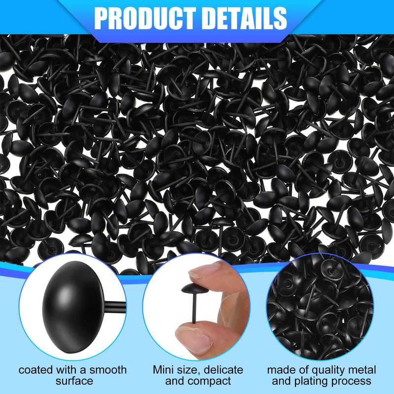 Outus 1000 Pcs Black Upholstery Tacks 7/16 Inch Decorative Furniture Tacks Thumb Pins Upholstery Nails with Storage Box for Upholstered Furniture Cork Board DIY Project Home Decor 11 x 17 mm (Black)