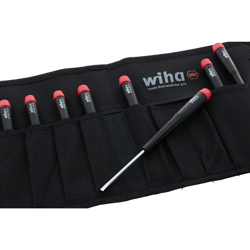 Wiha 26098 Precision Slotted Screwdriver Set in Canvas Pouch, 8 Piece Set