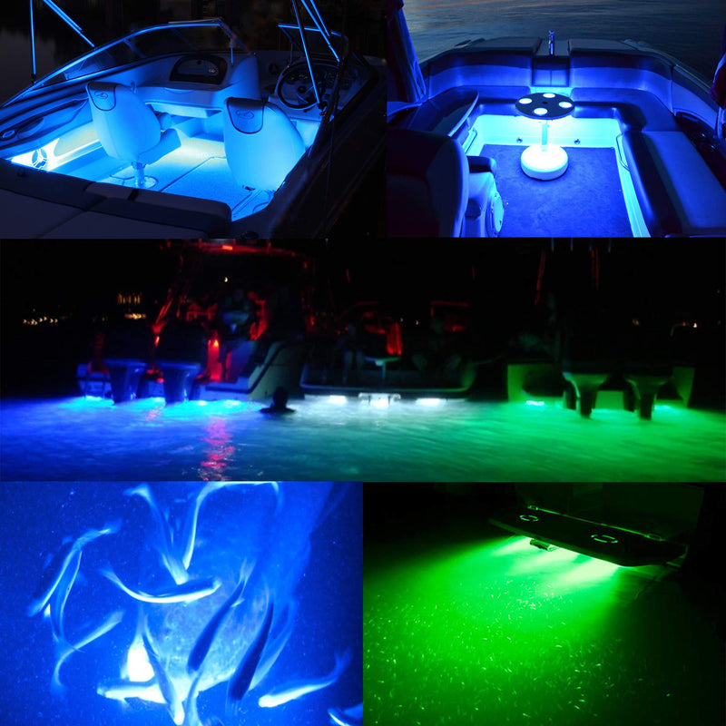 HUSUKU LED Marine Courtesy Lights, 316 Stainless Steel, 18LED IP65 Boat Transom Mount Waterproof Stern/Pontoon Lights 10-36V green