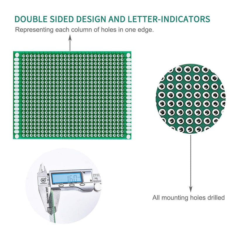 78 pieces hole grid plate kit, 21 double-sided PCB board circuit board hole grid board hole board, 22 pieces male female 40 pin header, 15 pieces 2P & 3P screw terminal with 20 tablets nylon column