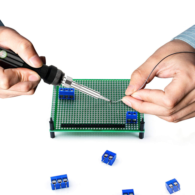 78 pieces hole grid plate kit, 21 double-sided PCB board circuit board hole grid board hole board, 22 pieces male female 40 pin header, 15 pieces 2P & 3P screw terminal with 20 tablets nylon column