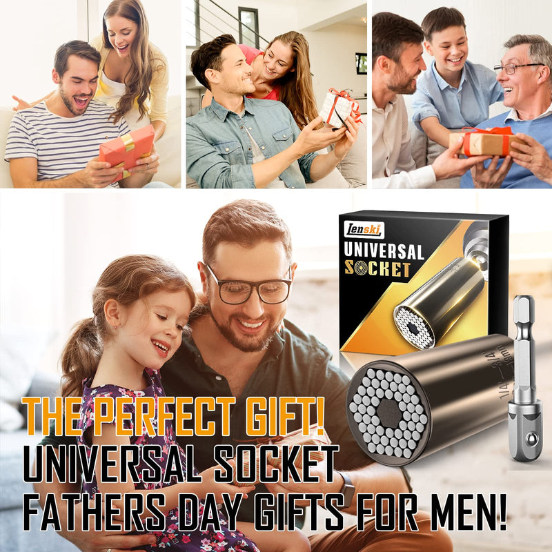 Lenski Stocking Stuffers for Adults Men, Super Universal Socket Gifts for Men, Christmas Gifts for Men, Mens Gifts for Dad Him Grandpa, Dad Gifts for Men Who Have Everything Cool Stuff Gadgets for Men Black Gold