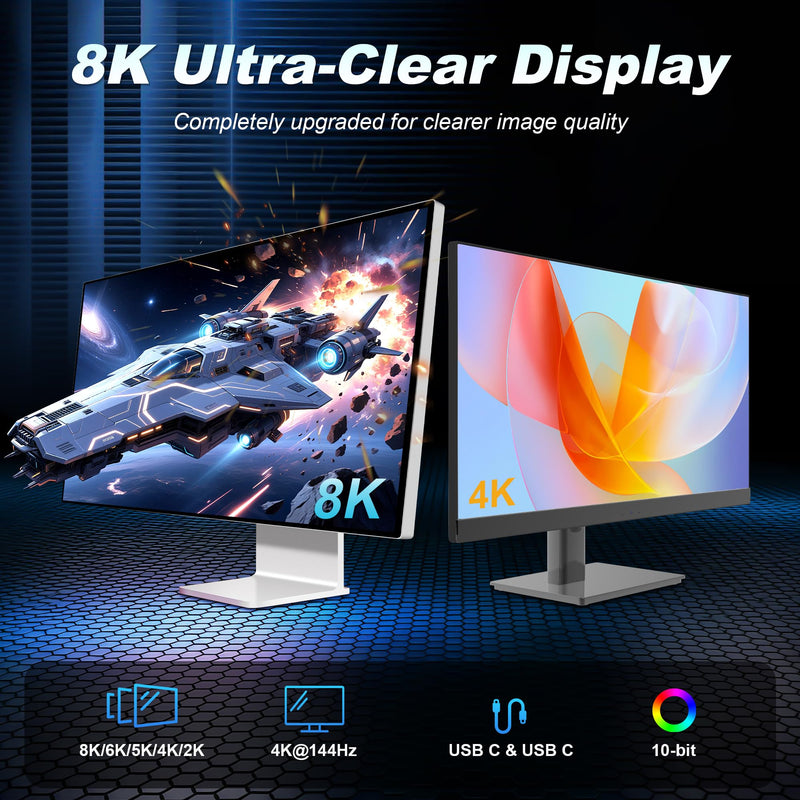 ZIKNYDO Long USB C to USB C Cable 16FT, Supports Up to 20Gbps Data Transfer, 240W Charging, 8K@30Hz, 4K@60Hz /144Hz Video Output, USBC Display Cord for Monitor, Laptop, MacBook Pro, iPad Pro (5m) 16FT*1