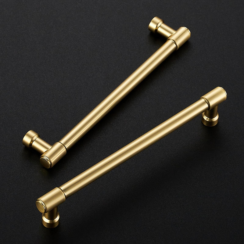 JOY DECOR 5 Pack 6-1/4 Inch Brushed Gold Cabinet Handles Modern Dresser Drawer Pulls Kitchen Cabinet Hardware for Cupboard Door Handles 6-1/4 In Hole Center