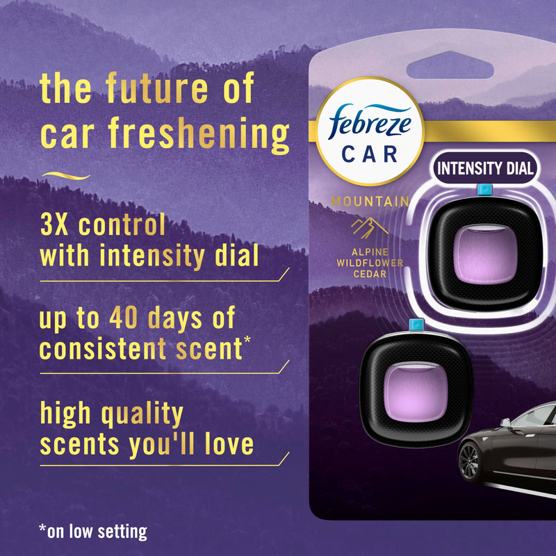 Febreze Car Mountain Scent Air Freshener Vent Clip, .07 oz, 2 Count 0.07 Fl Oz (Pack of 2)