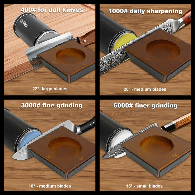 4-Replacement Grinding Discs for Rolling Knife Sharpener, #400 Diamond, #1000 & #3000 Fine, #6000 Finer Disc for Kitchen Knives and Outdoor Use