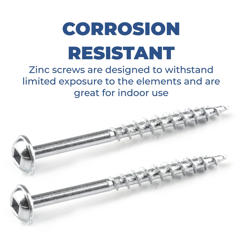 Kreg Zinc Pocket-Hole Screws - SML-C2-250 - 2 Inch - Coarse Thread - Maxi-Loc Head - Indoor - 250 Count