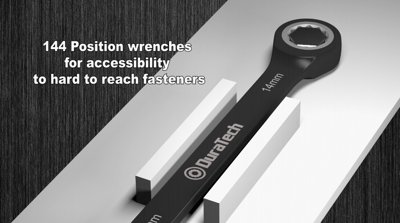 DURATECH 144-P Ratcheting Combination Wrench Set, 2.5° Swing Arc, SAE