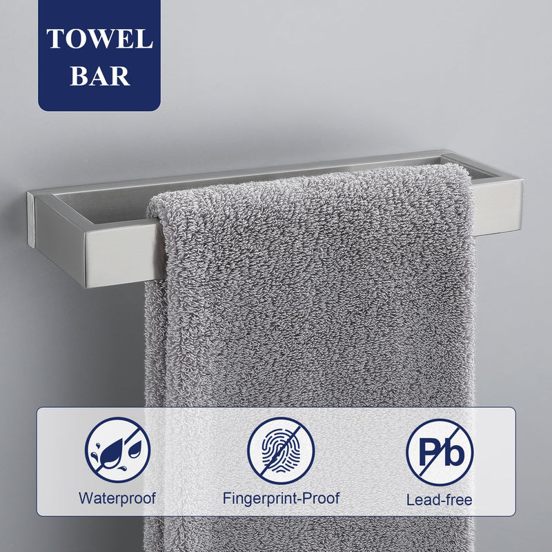 3 Pieces Brushed Nickel Bathroom Hardware Accessories Set,SUS304 Stainless Steel Towel Holder Set Towel Holder Robe Hook Toilet Paper Holder Wall Mounted