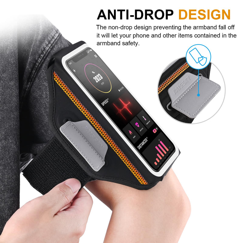 Running Phone Armband with Airpods Holder - 3D Design Cell Phone Armband for iPhone 15/14/13 Pro/Plus & Galaxy S20/S10, Water Resistant Sports Phone Holder with Key Slot - Ideal for 6.9" Phones
