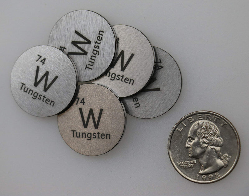 Tungsten (W) 24.26mm Metal Disc 99.95% Pure for Collection or Experiments