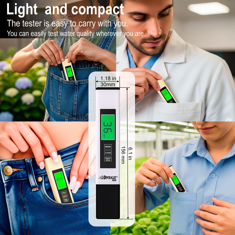 4 in 1 TDS Meter Digital Water Tester - Professional Testing for Drinking Water, RO/DI System, Aquariums, etc, Accurate and Reliable TDS EC & Temp(°C,°F) Meter - 0-9990ppm - New 2025 3 in 1 liquid tester