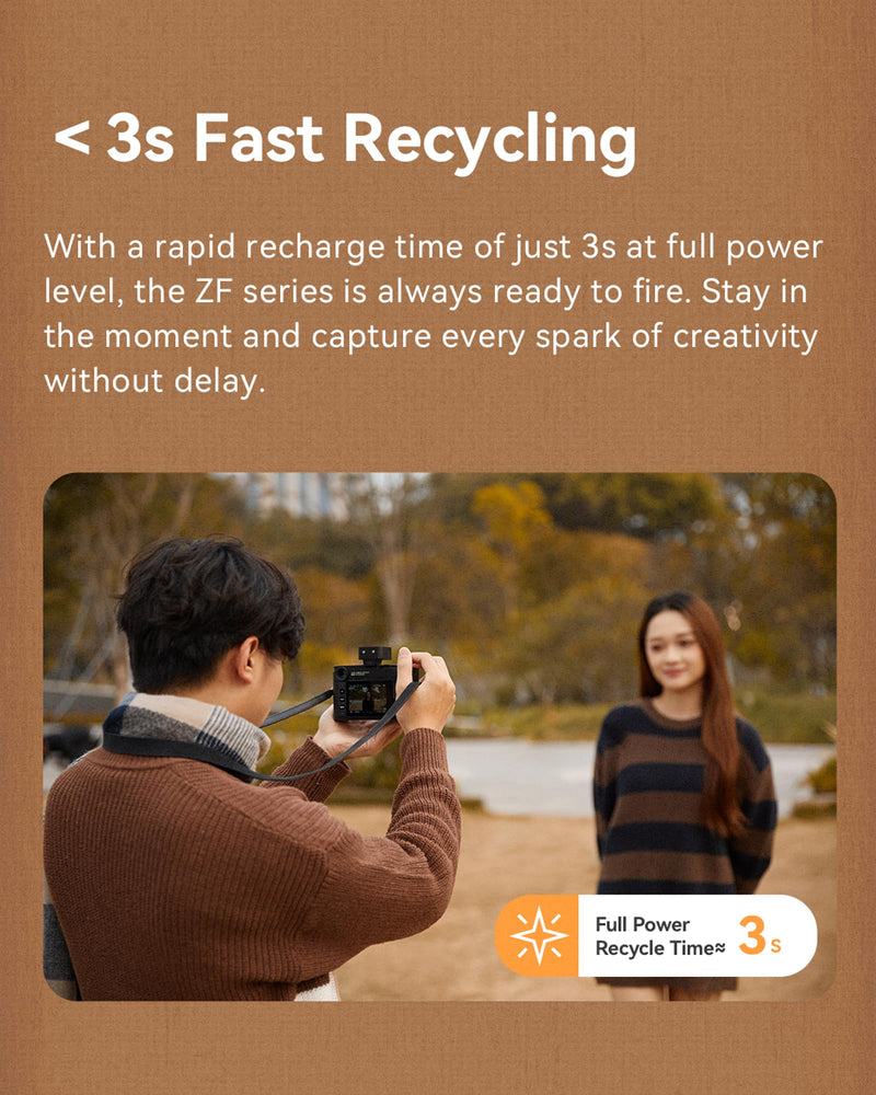 ZF-08 Camera Flash and Lightweight Portability Single-Contact Hotshoe Lithium Battery Type-C Charging 440 Full-Power Flashes ZF-08