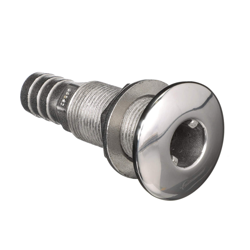 Attwood 66547-3 Stainless Steel Straight Thru-Hull Valve Fitting, Barbed, Standard Length, for 3/4-Inch Interior Diameter Hose One Size