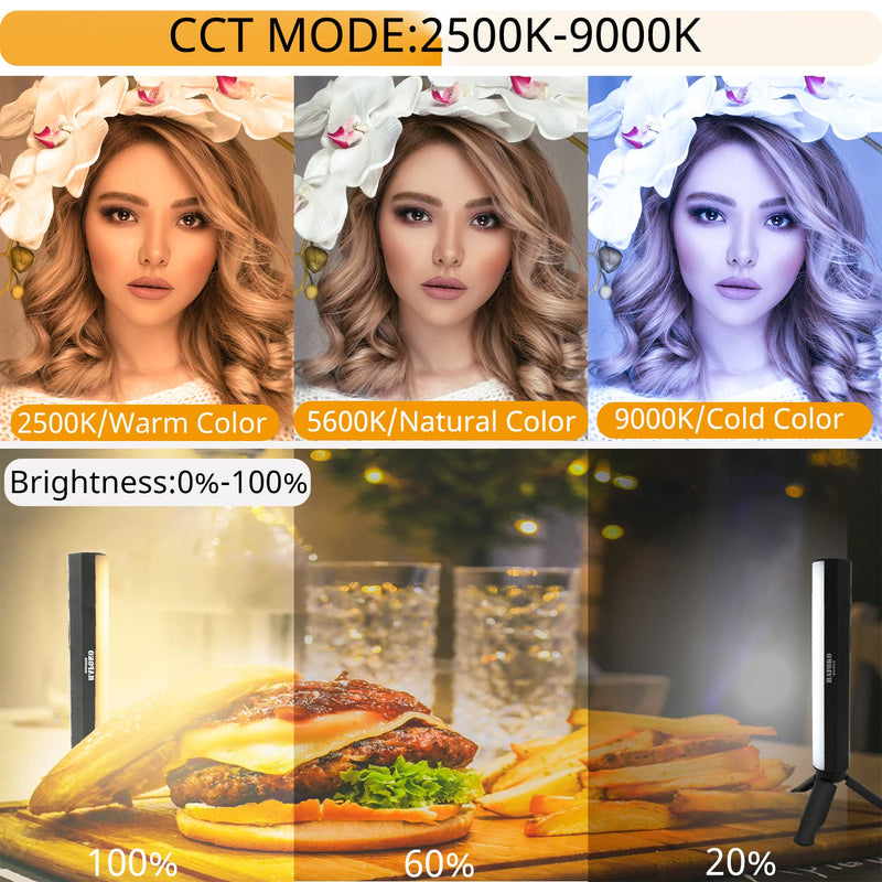 2PACK W200 Handheld RGB Light Wand Video LED Lighting Handheld Light Photography Light Vlog w Magnetic CRI95+ 2500K-9000K Built-in Battery 3000mAh Compatible with Vlogging YouTube Living 2PACK