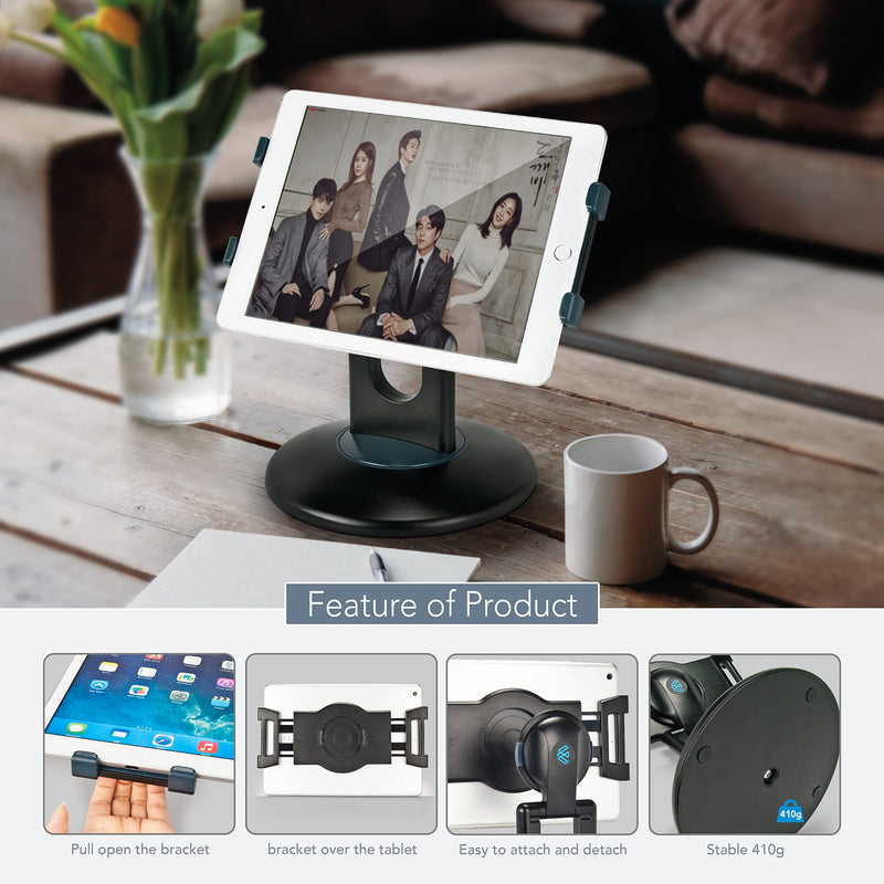 EHO Tablet Kiosk Stand, 360° Rotating Commercial Tablet Stand, Retail Kiosk, 6"-13" (Screens) Adapter Universal Holder for iPad, Air, Mini, Microsoft Surface, Most Tablets - Black