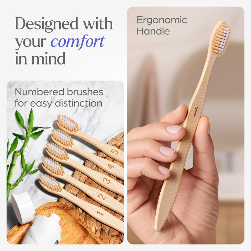 VIVAGO Bamboo Toothbrushes Medium Bristles 50 Pack - BPA Free Medium Bristles Toothbrushes for Adults - Eco-Friendly, Natural Wooden Toothbrush 50 Count (Pack of 1)