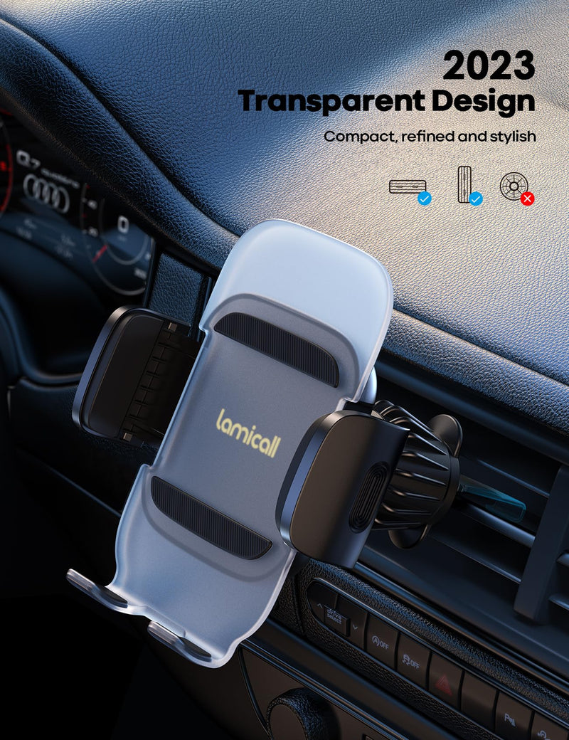 Lamicall Car Phone Holder Vent- Upgraded-2nd Generation Cell Phone Mount Cradle [Thick Cases Friendly] Hands Free Phone Stand for Car Phone Mount Fit iPhone 15 14 13 12 Pro Max Plus Smartphone