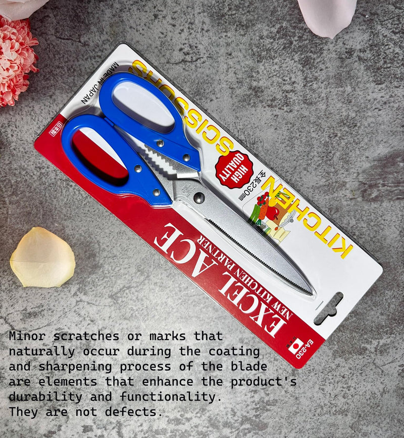 Multipurpose Kitchen Shears Heavy Duty Japan Tanaka Scissors Diamond Cut Stainless Steel 타나카 방산시장 강주은 주방가위 깡스가위 (Blue) Blue