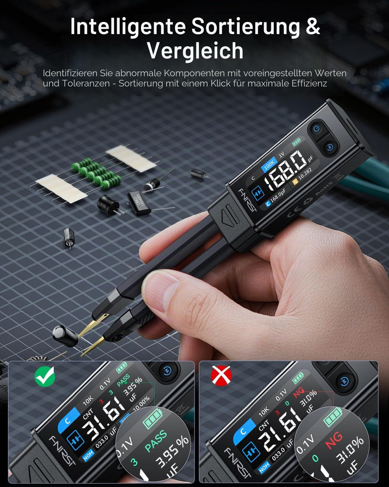 LCR Meter, 100 kHz LCR Meter with Tweezers, SMD Through-Through Component Tester, Automatic Sorting Comparison, Resistance, Inductance, Diode, Capacitor Tester, Full Band Scan LCR-ST2 ST2