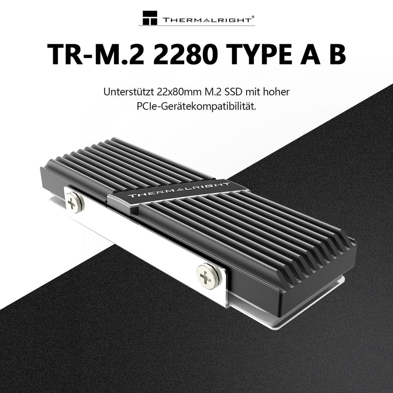 Thermalright TR-M. 2 2280 TYPE AB 2280 heatsink for SSD cooling M.2 2280 heatsink, aluminum, with 2 thermal conductivity, desktop high performance SSD cooler, black TR-M.2 2280 TYPE AB