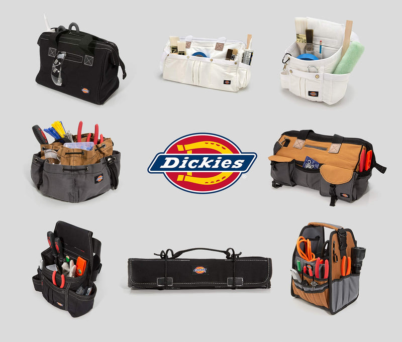 Dickies 8-Pocket Padded Tool Belt/Utility Pouch for Painters, Carpenters, and Builders, Adjustable 3-Inch Belt, Durable Canvas Construction, White
