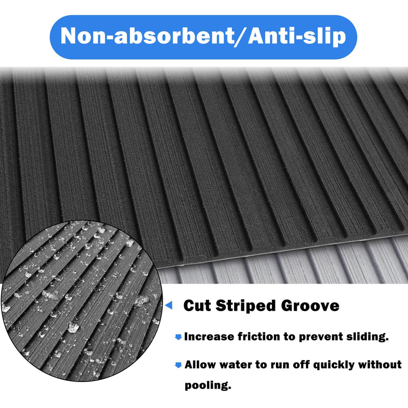 Boat Flooring EVA Foam Boat Decking Camo 94"x45"/35"/23" Non-Slip Boat Mat Self-Adhesive Foam Boat Deck Flooring Carpet Mat Rolls for Kayak Deck Boat Yacht Flooring Motorboat 94.5x16.2"-10.6sqft D-Black 1