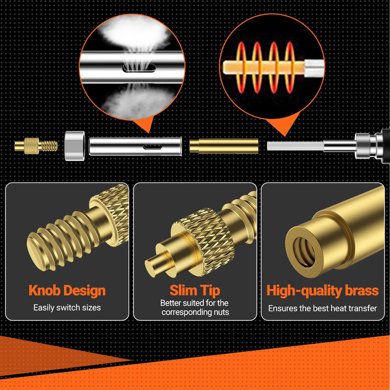Preciva Threaded Inserts Soldering Tips Set, 6-Piece Soldering Tips for Thread Insert + 350 Pieces Thread Inserts M2/M3/M4/M5/M6/M8
