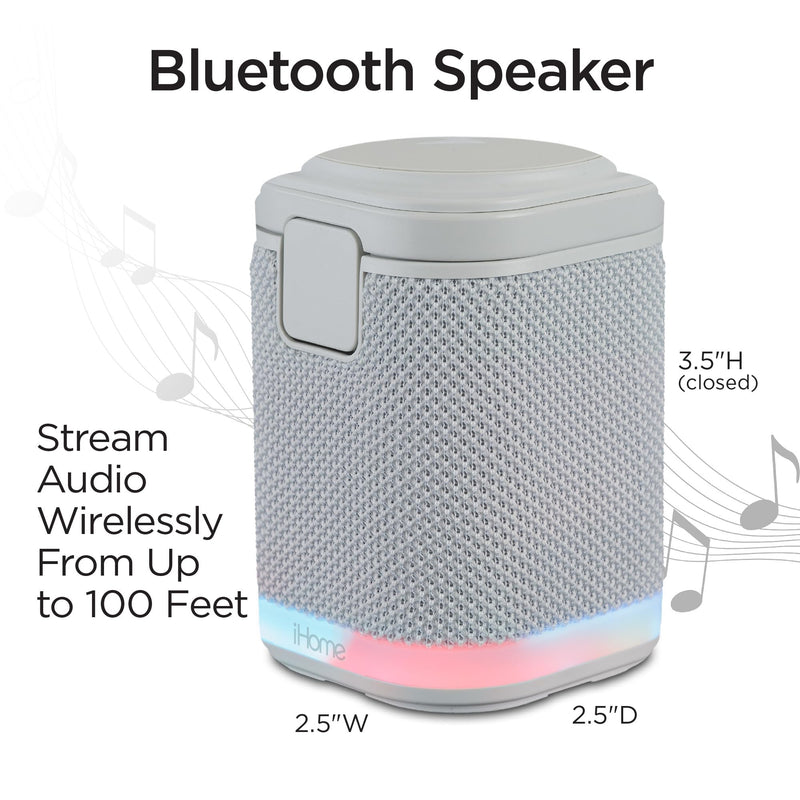 iHome Bluetooth Speaker with Wireless Charger, Charging Station with Color Changing Night Light - Gray (iPBT50G)