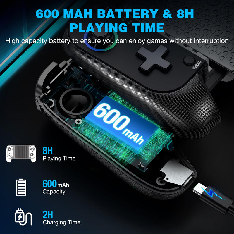 MystNova Wireless Phone Mobile Gaming Controller for iPhone/Android - Turn Your iPhone into a Gaming Console - Play Xbox, PlayStation, Steam Link, Cloud Gamepad for iOS with RGB Black