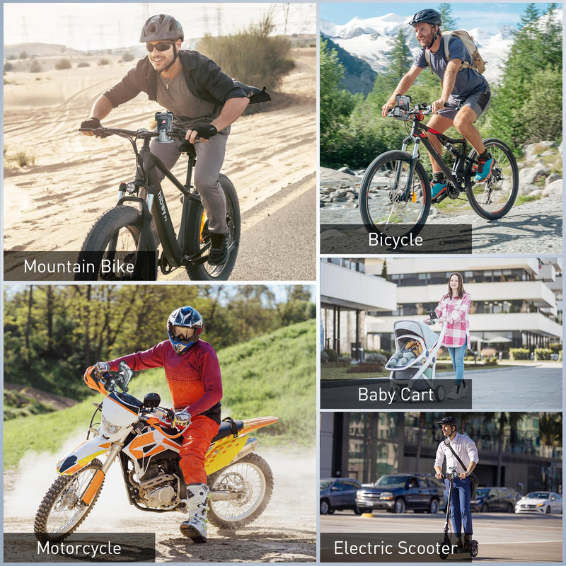Hiboy Bike Phone Holder, 360° Rotation Adjustable Motorcycle Phone Mount,Bicycle Scooter Handlebar Phone Clip for 5.1" - 6.8" Smartphones