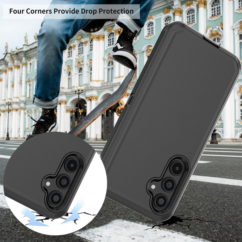 Compatible with Samsung Galaxy A35 Case, with Belt Clip Holster Heavy Duty Rugged Shockproof Full Body Protection Kickstand Cover for Samsung Galaxy A35 Phone (Black) Black