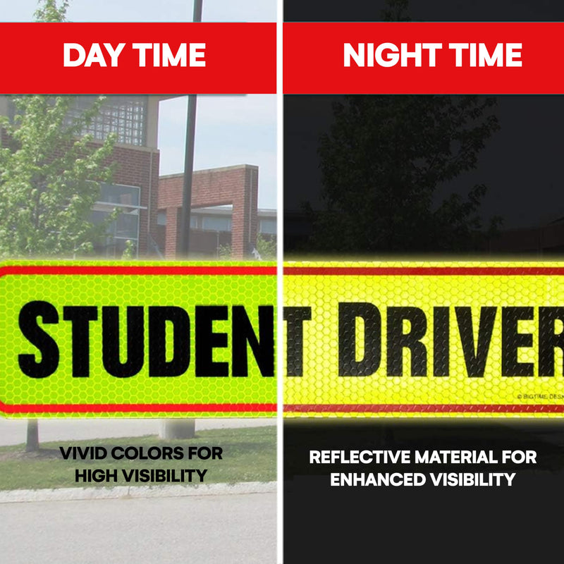 Reflective Student Driver Magnet | 12" Car Magnet Sticker for New & Beginner Drivers | Weatherproof & Magnetic | Accessories for Student Driver | Driving Signs Stickers Student Driver 12”, 3 Pk