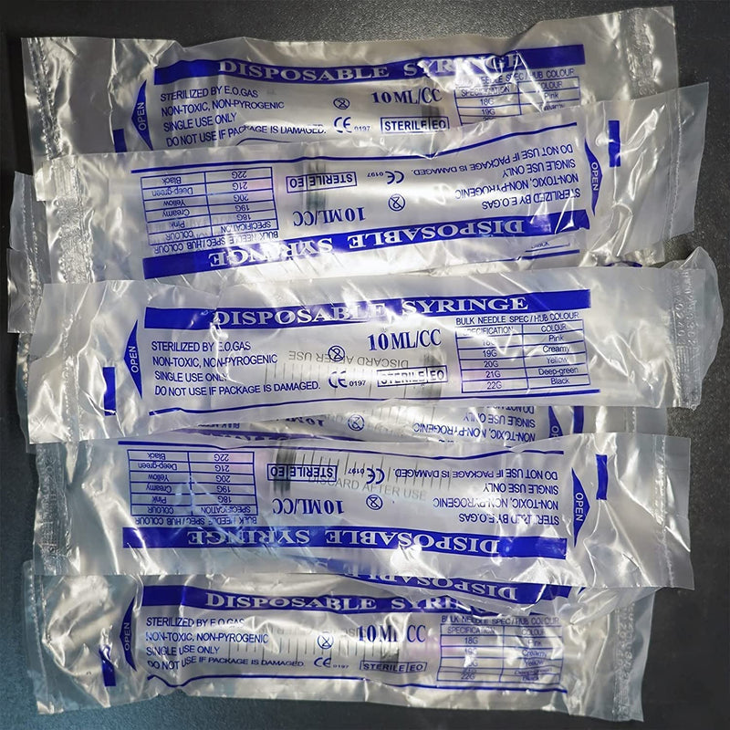 100Pack 10ml Plastic Syringe with 18Ga Disposable Measuring Tool, Individually Wrapped 100 Pack-10ml 18ga 100.0