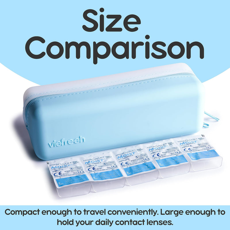 Disposable Daily Contact-Lens Case Organizer, Travel-Friendly, Premium Quality, Water-Resistant Silicone Case with Clearly Labeled R & L, Storage up to 30 lenses (Pink) Pink