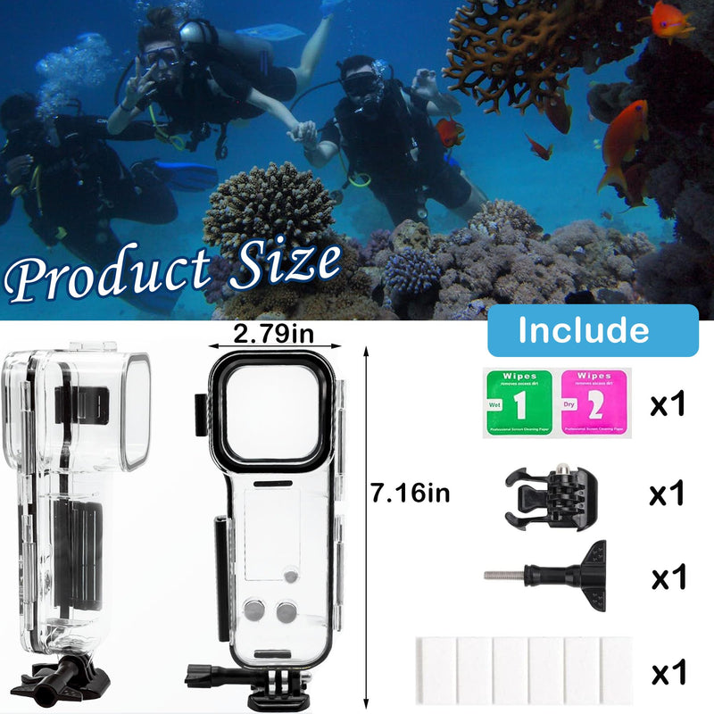 PCTC 45M (147ft) Waterproof Case for DJI Osmo Pocket 3, Protective Underwater Dive Housing Shell with Helmet Bracket & 1/4 Bracket Accessories