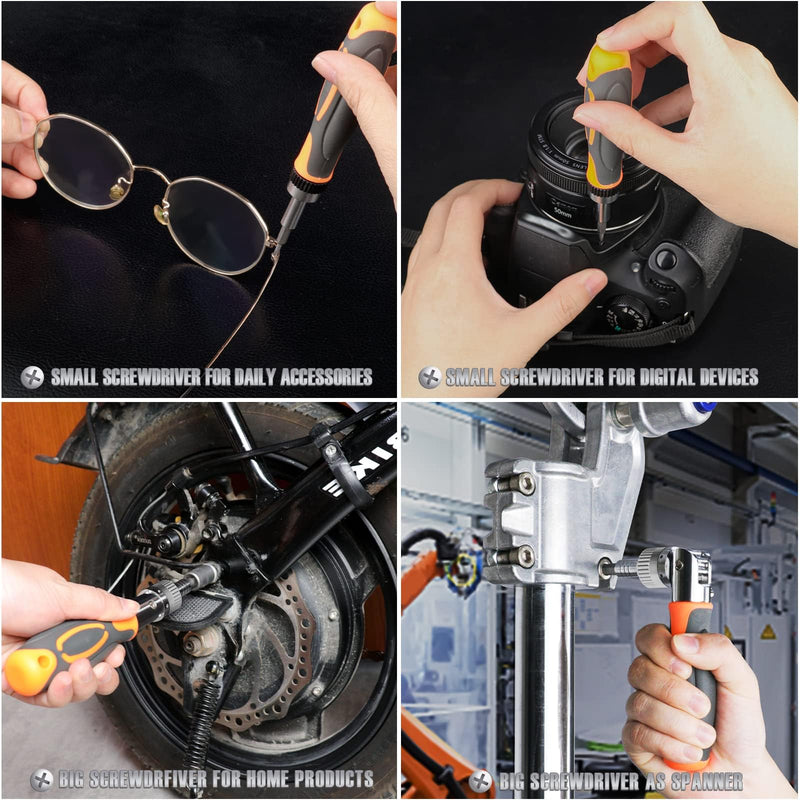 Ratcheting Screwdriver Set - BTEC 68 in 1 Socket Set & Magnetic Screwdriver Bit Set with Rotatable Ratchet Handles,extensions bar and Storage Case for Computer/Bike/Car/Electronics Maintenance