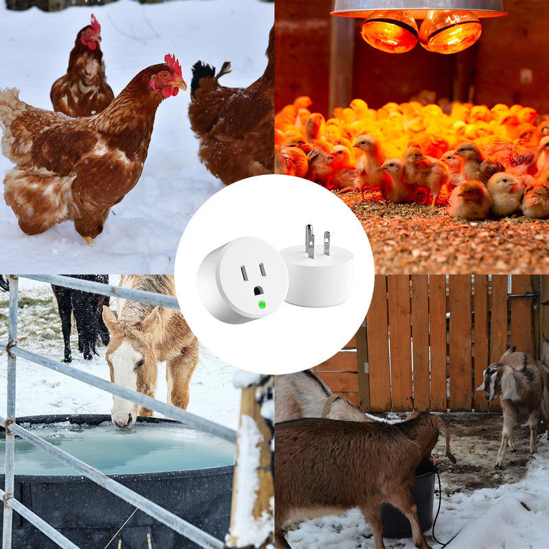 Thermostatically Controlled Outlet - On at 32°F/Off at 50 °F, Thermostat Plug Outlet, No Need to Close Manually, for Chicken Water Coop Heater Heated Water Bowl Bird Bath Deicer Roof Cable (4 Pcs) White 4Pcs
